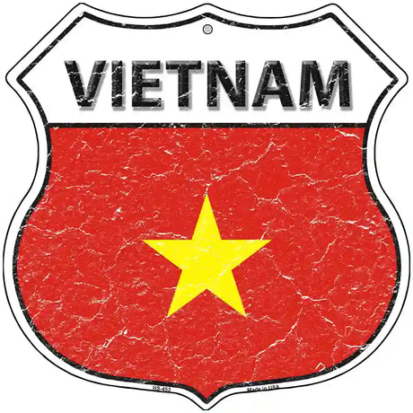 Vietnam Flag Highway Shield Metal Sign 12" (HS)