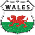 Wales Flag Highway Shield Metal Sign 12" (HS)