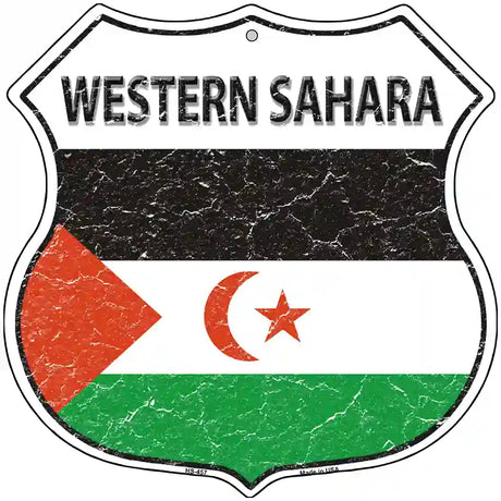 Western Sahara Flag Highway Shield Metal Sign 12" (HS)