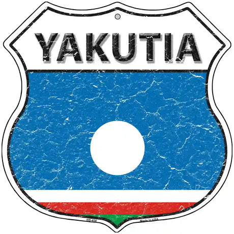 Yakutia Flag Highway Shield Metal Sign 12" (HS)