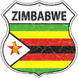 Zimbabwe Flag Highway Shield Metal Sign 12" (HS)