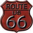 Route 66 Red Metal Novelty Highway Shield Sign 12" (HS)