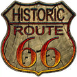 Historic Route 66 Wood Metal Novelty Highway Shield Sign 12" (HS)