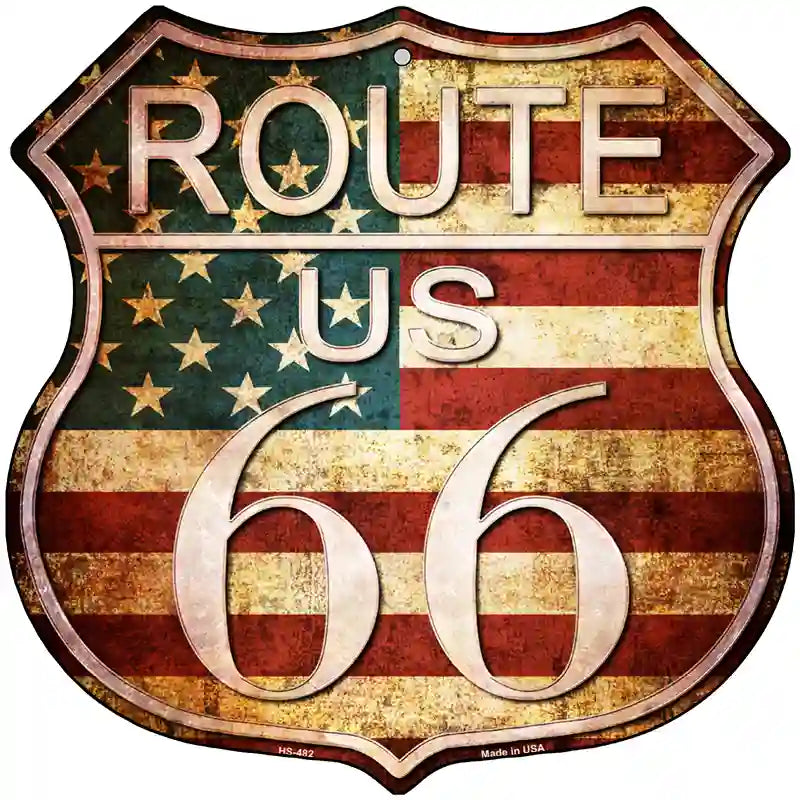 Route 66 American Vintage Metal Novelty Highway Shield Sign 12" (HS)