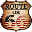 Route 66 American Flag Metal Novelty Highway Shield Sign 12" (HS)