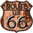 Route 66 Rusty Metal Novelty Highway Shield Sign 12" (HS)