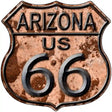 Arizona Route 66 Rusty Metal Novelty Highway Shield Sign 12" (HS)