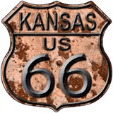 Kansas Route 66 Rusty Metal Novelty Highway Shield Sign 12" (HS)