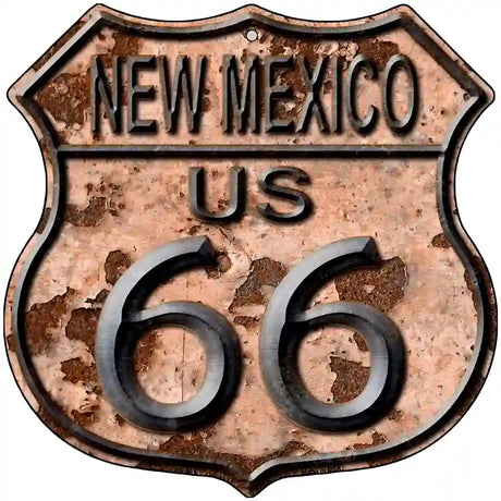 New Mexico Route 66 Rusty Metal Novelty Highway Shield Sign 12" (HS)