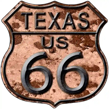 Texas Route 66 Rusty Metal Novelty Highway Shield Sign 12" (HS)