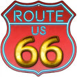 Route 66 Neon Metal Novelty Highway Shield Sign 12" (HS)