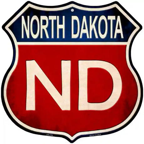 North Dakota Metal Novelty Highway Shield Sign 12" (HS)