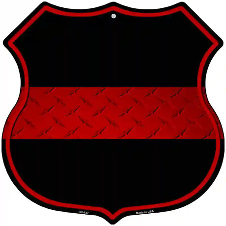 Thin Red Line Metal Novelty Highway Shield Sign 12" (HS)