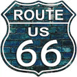 Route 66 Blue Brick Wall Metal Novelty Highway Shield Sign 12" (HS)