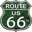 Route 66 Green Brick Wall Metal Novelty Highway Shield Sign 12" (HS)