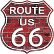 Route 66 Red Brick Wall Metal Novelty Highway Shield Sign 12" (HS)