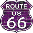 Route 66 Purple Brick Wall Metal Novelty Highway Shield Sign 12" (HS)