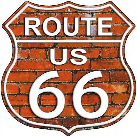 Route 66 Orange Brick Wall Metal Novelty Highway Shield Sign 12" (HS)