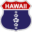 Hawaii Hibiscus Blue Novelty Metal Highway Shield Sign 12" (HS)