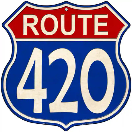 Route 420 Blue and Red Novelty Metal Highway Shield Sign 12" (HS)