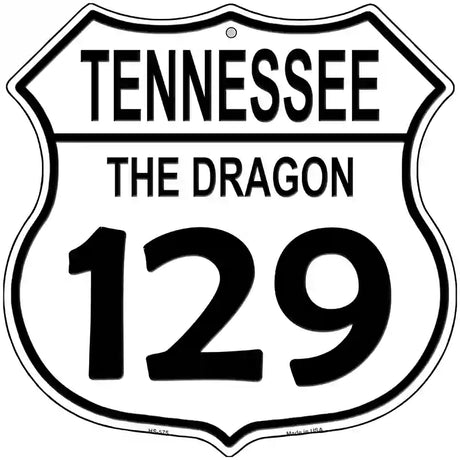 Tennessee Dragon 129 Novelty Metal Highway Shield Sign 12" (HS)