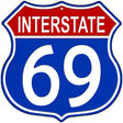 Interstate 69 Novelty Metal Highway Shield Sign 12" (HS)