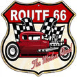 Red Hot Rod Side Route 66 Novelty Metal Highway Shield Sign 12" (HS)