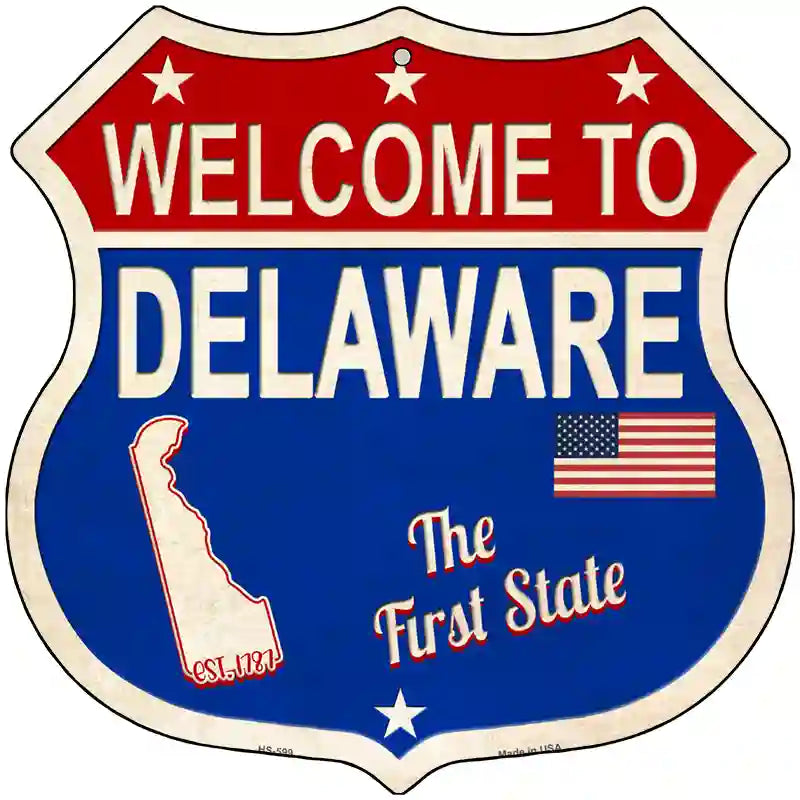 Delaware Established Novelty Metal Highway Shield Sign 12" (HS)