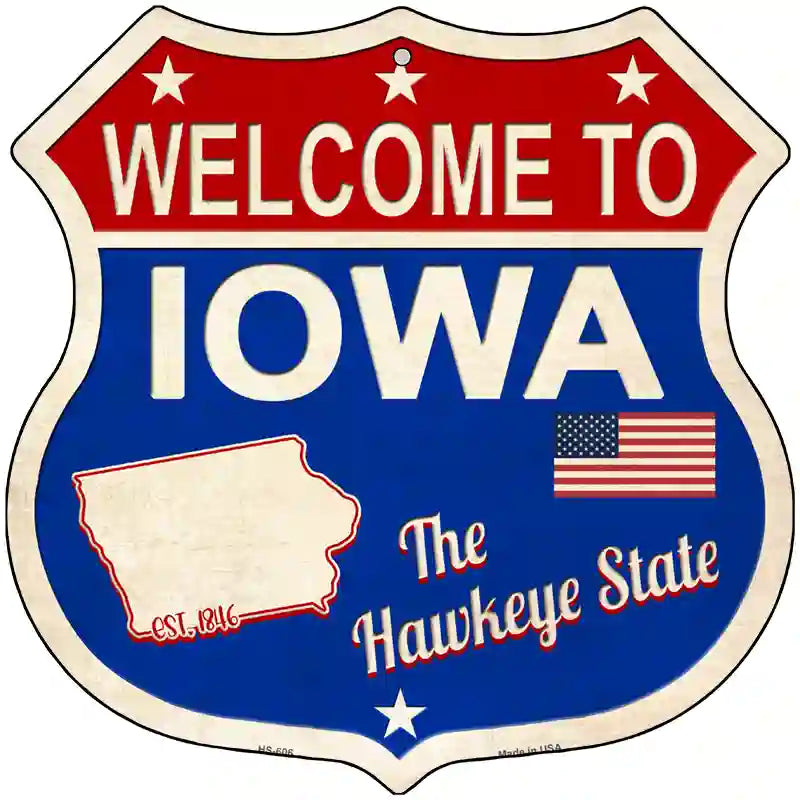 Iowa Established Novelty Metal Highway Shield Sign 12" (HS)