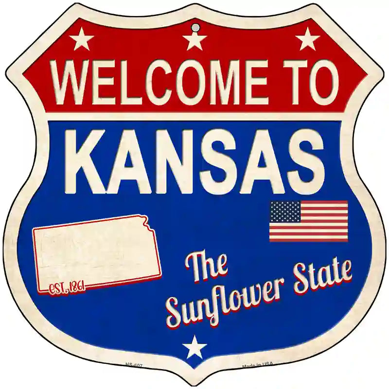 Kansas Established Novelty Metal Highway Shield Sign 12" (HS)