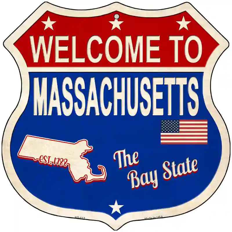 Massachusetts Established Novelty Metal Highway Shield Sign 12" (HS)