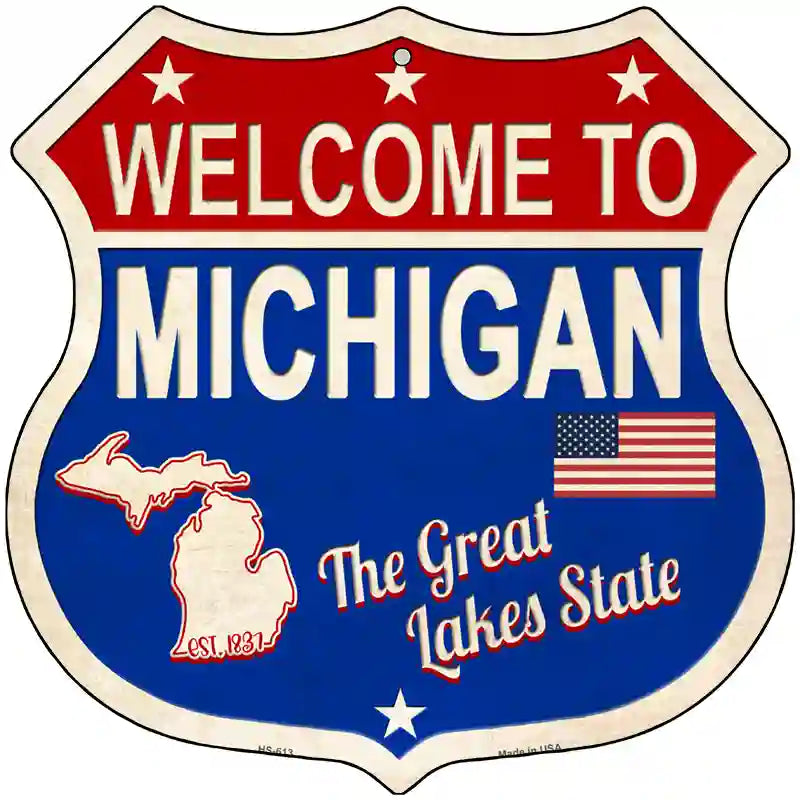 Michigan Established Novelty Metal Highway Shield Sign 12" (HS)