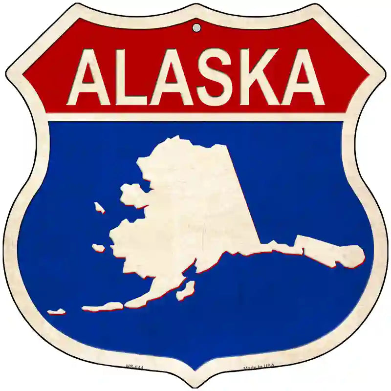 Alaska Silhouette Novelty Metal Highway Shield Sign 12" (HS)