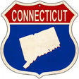 Connecticut Silhouette Novelty Metal Highway Shield Sign 12" (HS)