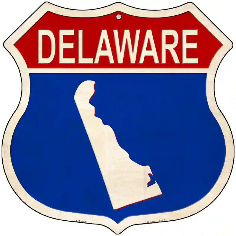 Delaware Silhouette Novelty Metal Highway Shield Sign 12" (HS)