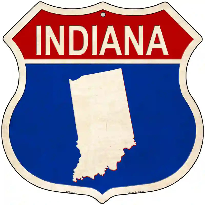 Indiana Silhouette Novelty Metal Highway Shield Sign 12" (HS)