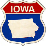 Iowa Silhouette Novelty Metal Highway Shield Sign 12" (HS)