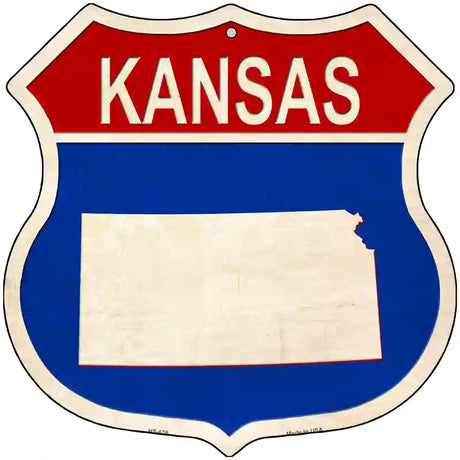 Kansas Silhouette Novelty Metal Highway Shield Sign 12" (HS)