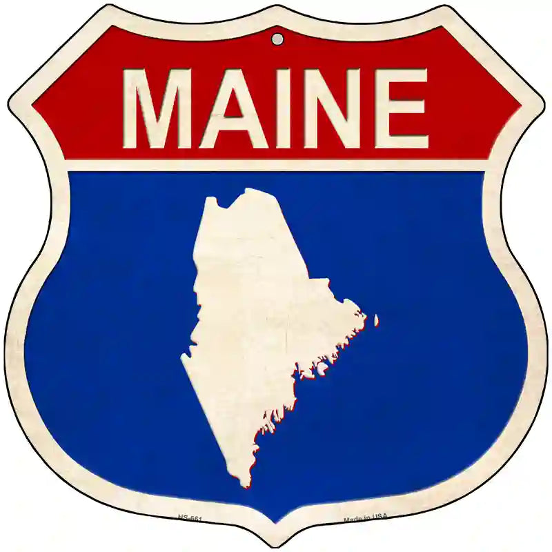 Maine Silhouette Novelty Metal Highway Shield Sign 12" (HS)