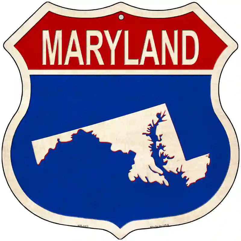 Maryland Silhouette Novelty Metal Highway Shield Sign 12" (HS)