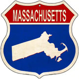 Massachusetts Silhouette Novelty Metal Highway Shield Sign 12" (HS)