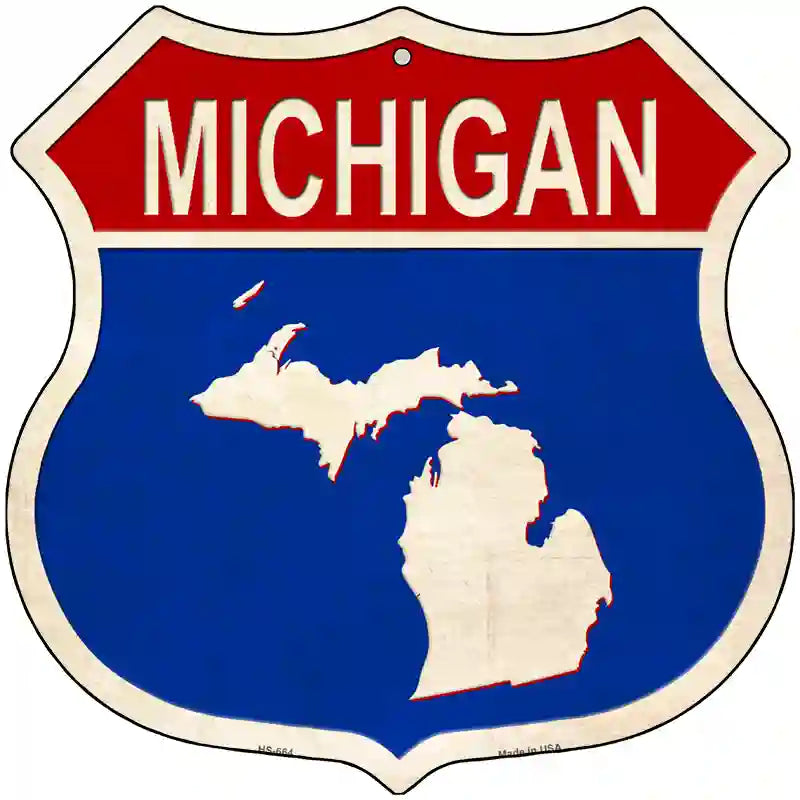 Michigan Silhouette Novelty Metal Highway Shield Sign 12" (HS)