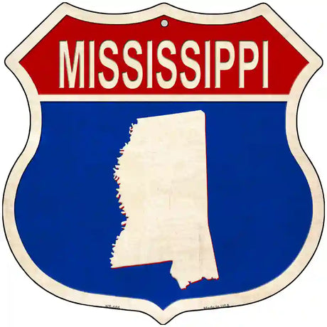 Mississippi Silhouette Novelty Metal Highway Shield Sign 12" (HS)