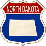 North Dakota Silhouette Novelty Metal Highway Shield Sign 12" (HS)