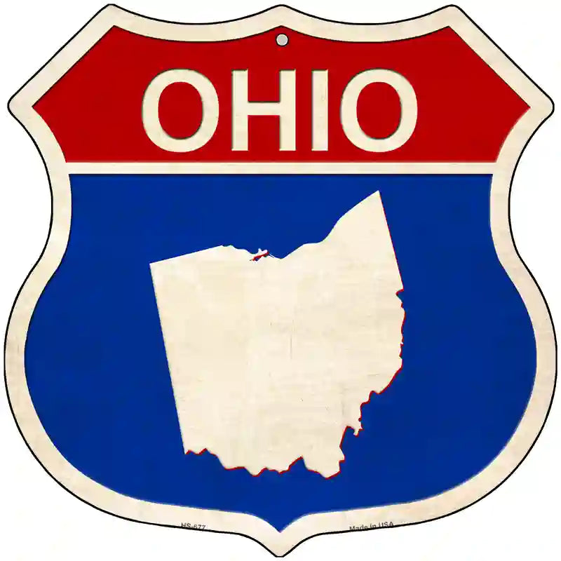 Ohio Silhouette Novelty Metal Highway Shield Sign 12" (HS)