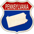 Pennsylvania Silhouette Novelty Metal Highway Shield Sign 12" (HS)