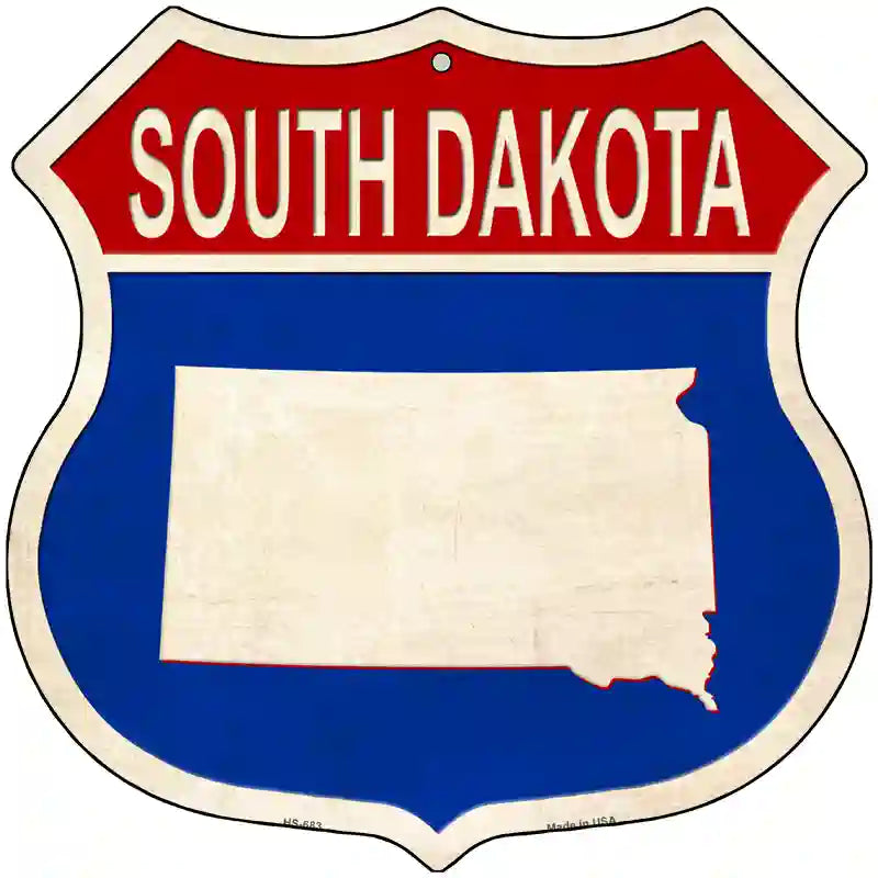 South Dakota Silhouette Novelty Metal Highway Shield Sign 12" (HS)