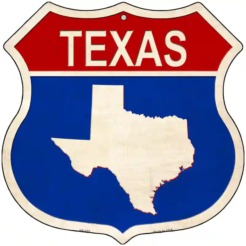 Texas Silhouette Novelty Metal Highway Shield Sign 12" (HS)