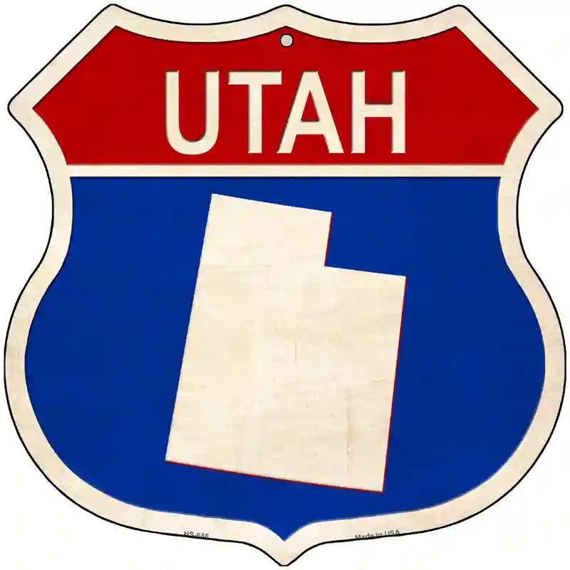 Utah Silhouette Novelty Metal Highway Shield Sign 12" (HS)