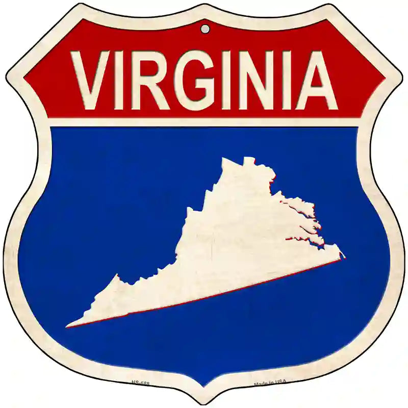 Virginia Silhouette Novelty Metal Highway Shield Sign 12" (HS)